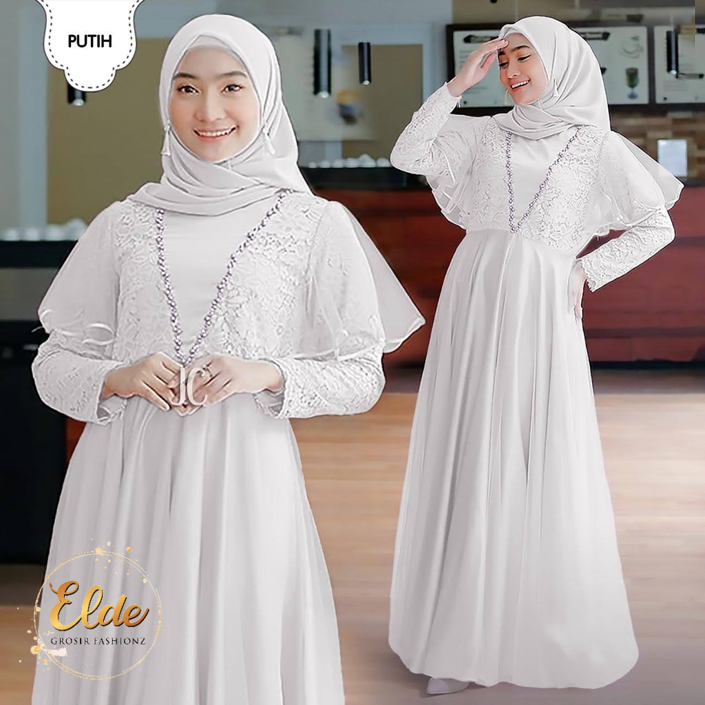 ELDE 66 - Maxy Balqis ( L - XL - 2XL ) Baju Muslim Wanita Terbaru Bahan Brukat Kombi Tile Lapis Furing Tanpa Pasmina