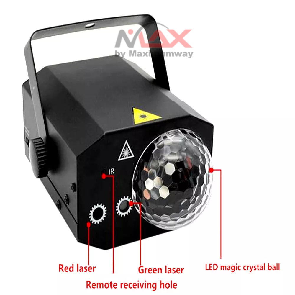 Emslaser Proyektor laser plus Magic ball ikut alunan musik lampu panggung komplit untuk Disco DJ pesta lampu sorot RGB Mini DJ Disco Laser Light KTV Projector Torch LED Crystal Strobe Stage Effect Wedding Xmas Holiday Party Remote Control Lamp