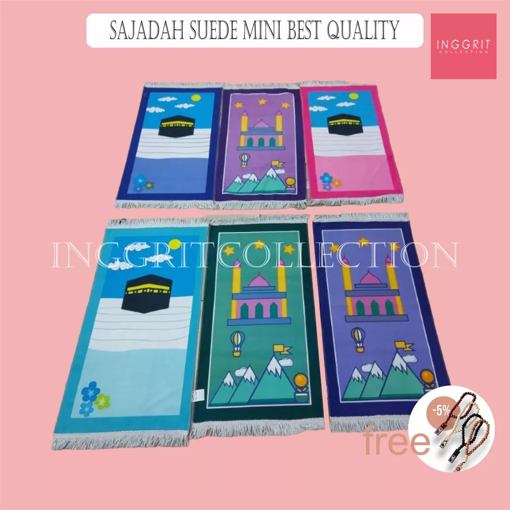 Sajadah Mini Anak Best Quality Suede Kanebo Rumbai Kepang