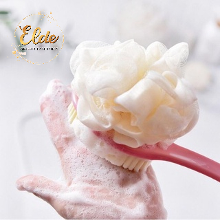 ELDE 1 - Shower Puff + Sikat Gosok Punggung Gagang Panjang Spons Mandi 2 Sisi