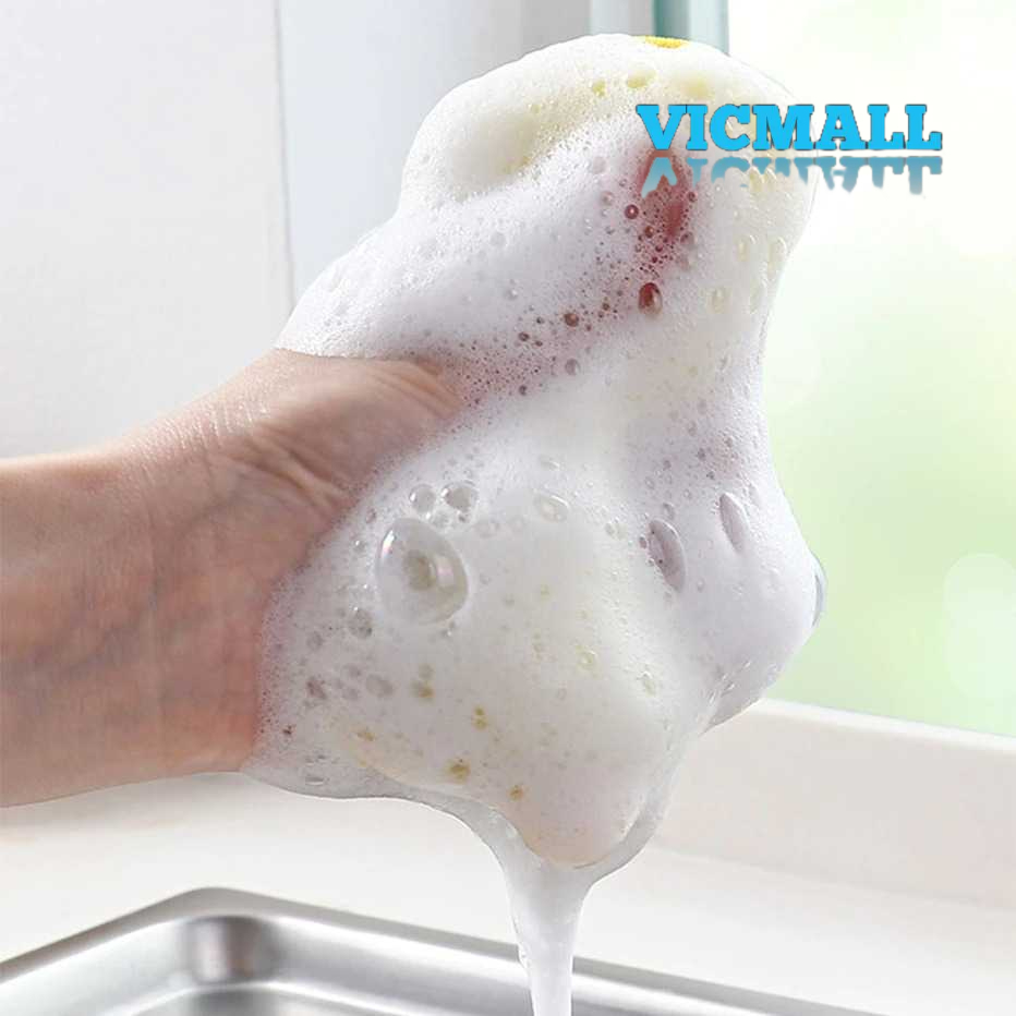 VICMALL -  Spons Cuci Piring Double Sides Serbaguna Bulat Bundar Perlengkapan Dapur Perawatan Cuci Sendok Makan Busa Sponge Gosok Poles Mobil Motor Spon Pembersih Karat Minyak Panci