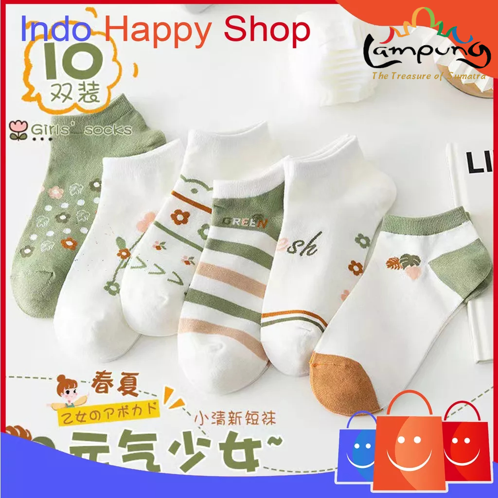 ⭐️𝐈𝐇𝐒 𝟕𝟕𝟏 𝐋𝐚𝐦𝐩𝐮𝐧𝐠⭐️Kaos Kaki Wanita Motif Bunga Kaos Kaki Pendek Girls Socks Japanese Fashion