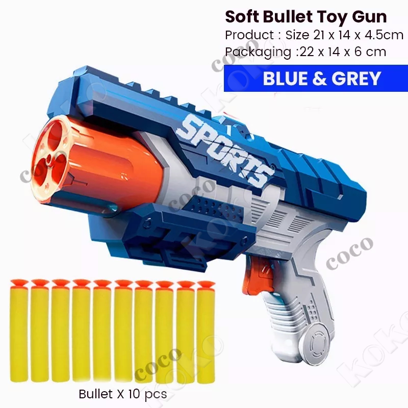 【penjual lokal】MAINAN PISTOL TEMBAKAN NERF SERI SPORT / SOFT TOYS GUN / PELURU SPONS PISTOL LEMBUT