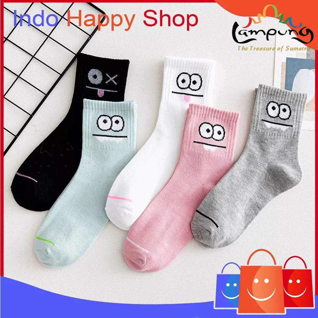 ⭐️𝐈𝐇𝐒 𝟏𝟎𝟎𝟏 𝐋𝐚𝐦𝐩𝐮𝐧𝐠⭐️Kaos Kaki Pria Wanita Motif Mata Kaos Kaki Sekolah Kantor Travelling Sport Panjang Japanese Style