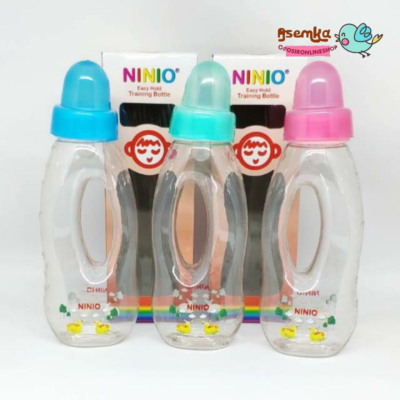 Botol susu donat ninio / bolong tengah krincing dan polos 280ml