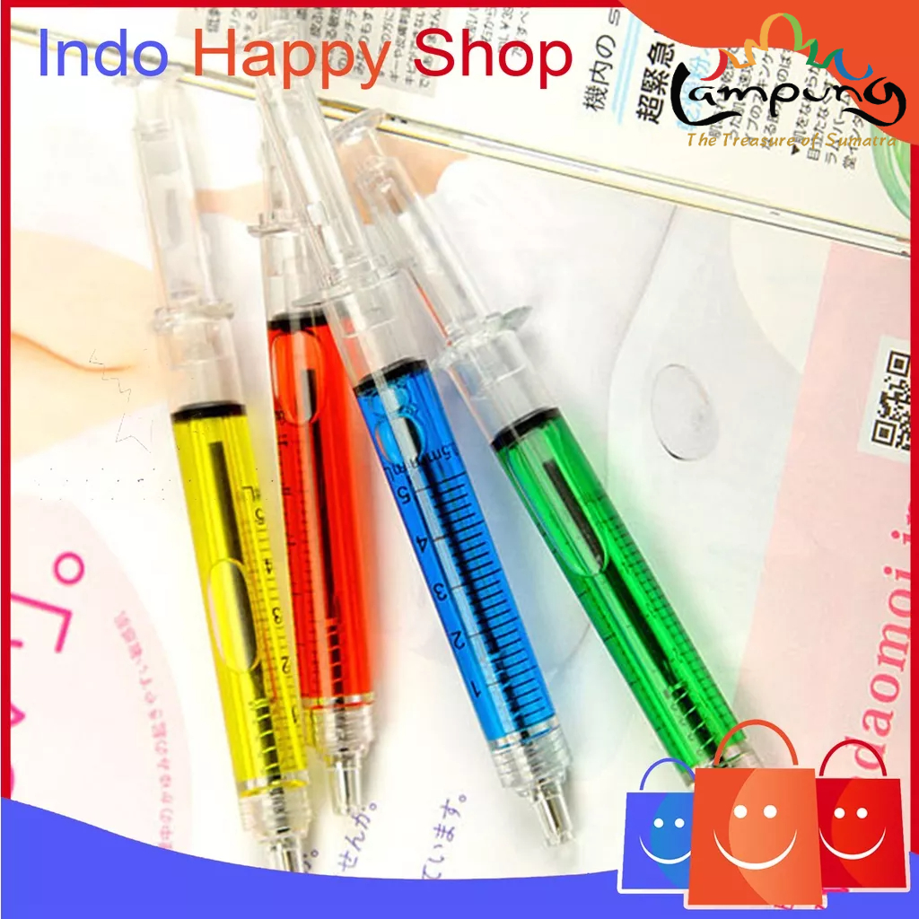 ⭐️𝐈𝐇𝐒 𝟓𝟗𝟑 𝐋𝐚𝐦𝐩𝐮𝐧𝐠⭐️Pulpen Jarum Suntik Lucu Korean Syringe Ballpoint Pen Souvenir