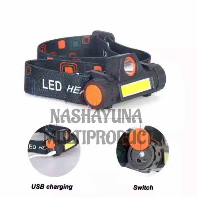 Senter Kepala LED MX-7803 Head Lamp Built In Rechargeable Battery