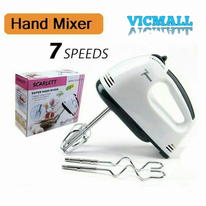VICMALL - Super Hand Mixer, Pengaduk 7 Kecepatan Otomatis - Free 4 Buah Alat Pengocok / Mixer