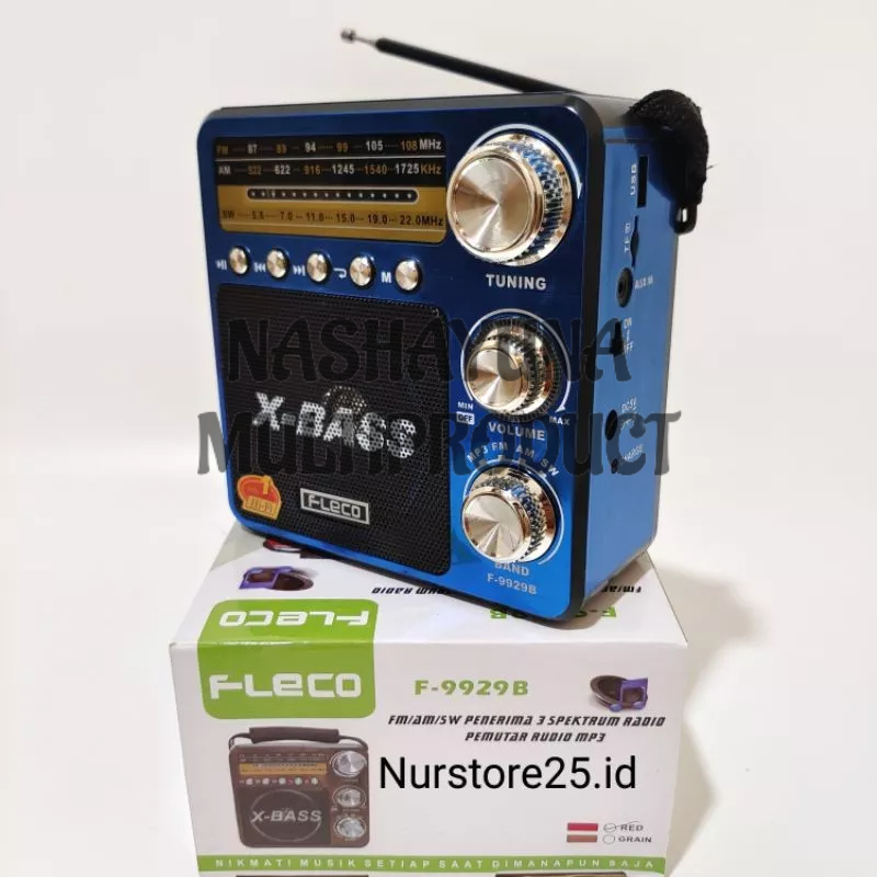 RADIO PORTABLE FLECO X-BASS F-9929B AC DC 3 BAND FM-AM-SW RADIO