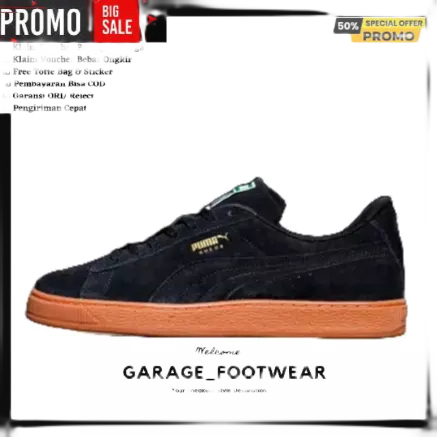 SEPATU CASUAL PUMA SUEDE FULL BLACK GUM ORIGINAL BNIB