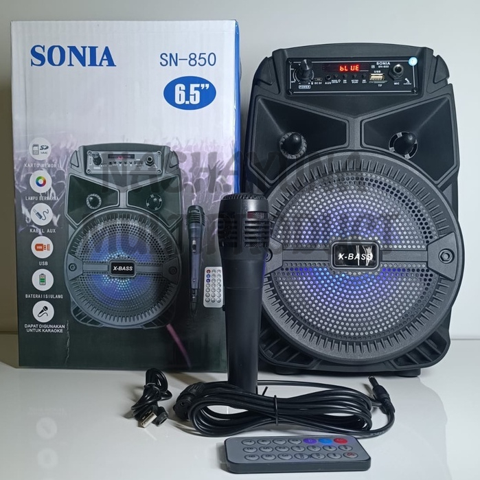 SPEAKER KARAOKE BLUETOOTH SONIA SN-850 MP3/RADIOFM GRATIS MICROPHONE + REMOT