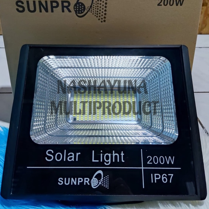 LAMPU TENAGA SURYA/LAMPU SOLAR  MEREK SUNPRO IP67 200WATT KUALITAS TERBAIK