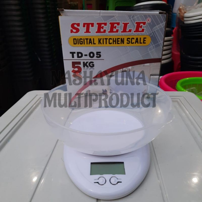 NEW!!! Timbangan Digital Kitchen Steele 5KG Serbaguna Desain Elegan Dilengkapi Dengan Mangkok Plastik Tidak Mudah Pecah