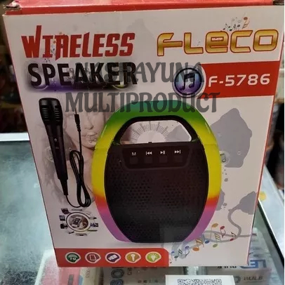 SPEAKER BLUETOOTH PORTABLE FLECO F-5786 MP3/AUX/RADIOFM/LED/MICROPHONE SUARA JERNIH