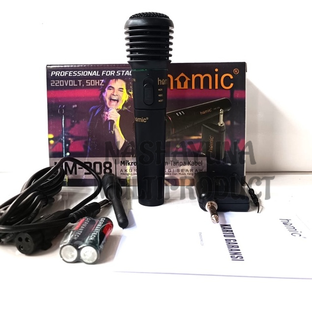 [BAYAR DI TEMPAT] MICROPHONE SINGLE WIRELESS HOMIC HM-298 ( MIC BAHAN METAL ) ORIGINAL