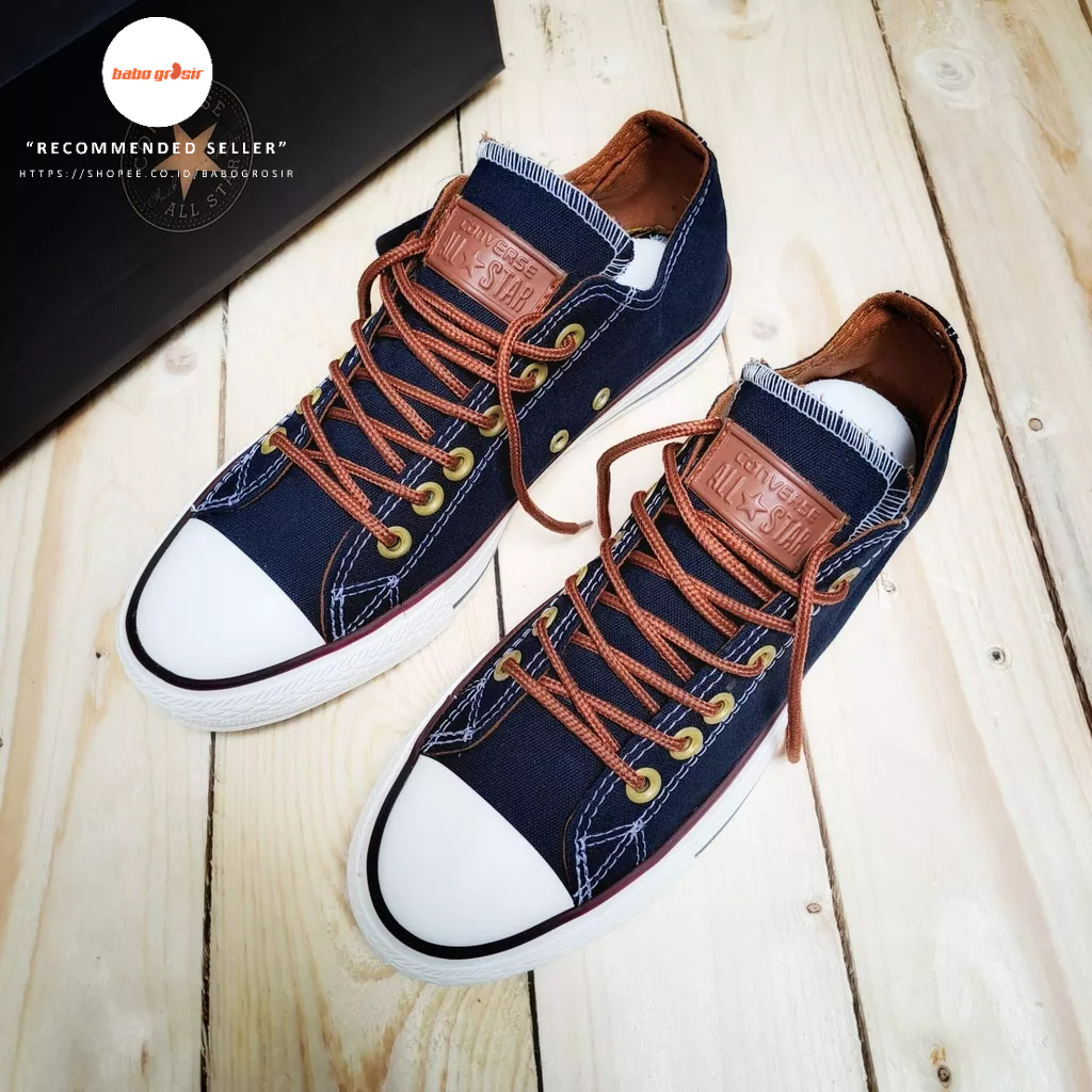 PROMO Sepatu Converse Chuck Taylor Classic Peached OX Navy, Upper Kanvas, Tapak Rubber, Premium Import Quality Tag Made in Vietnam