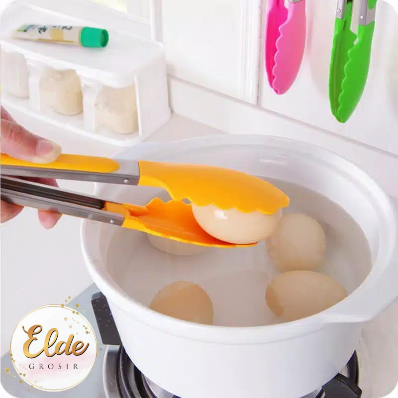 ELDE - CAPITAN /PENCAPIT MAKANAN KUE/FOOD TONGS STAINLESS+SILICON