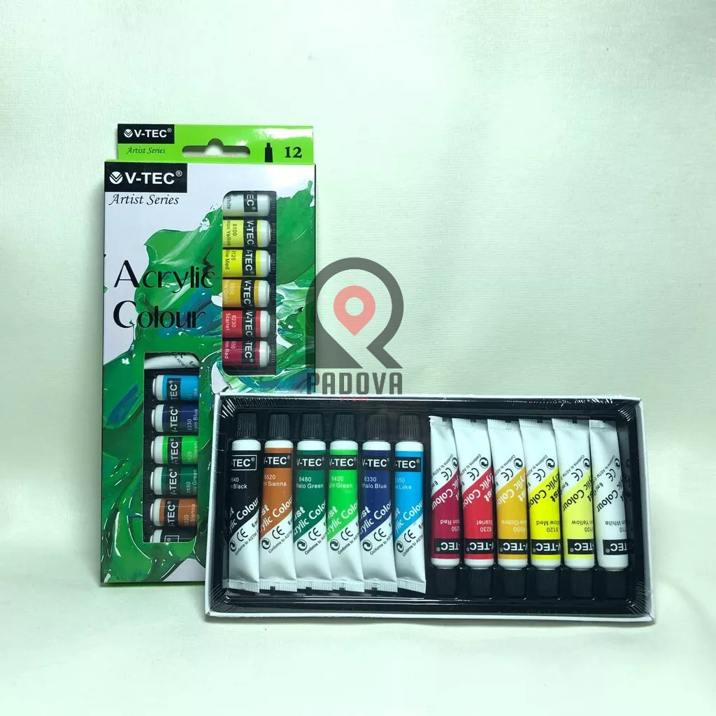 

Cat Lukis Set 12 Warna / Acrylic Colours V-TEC 12 Warna