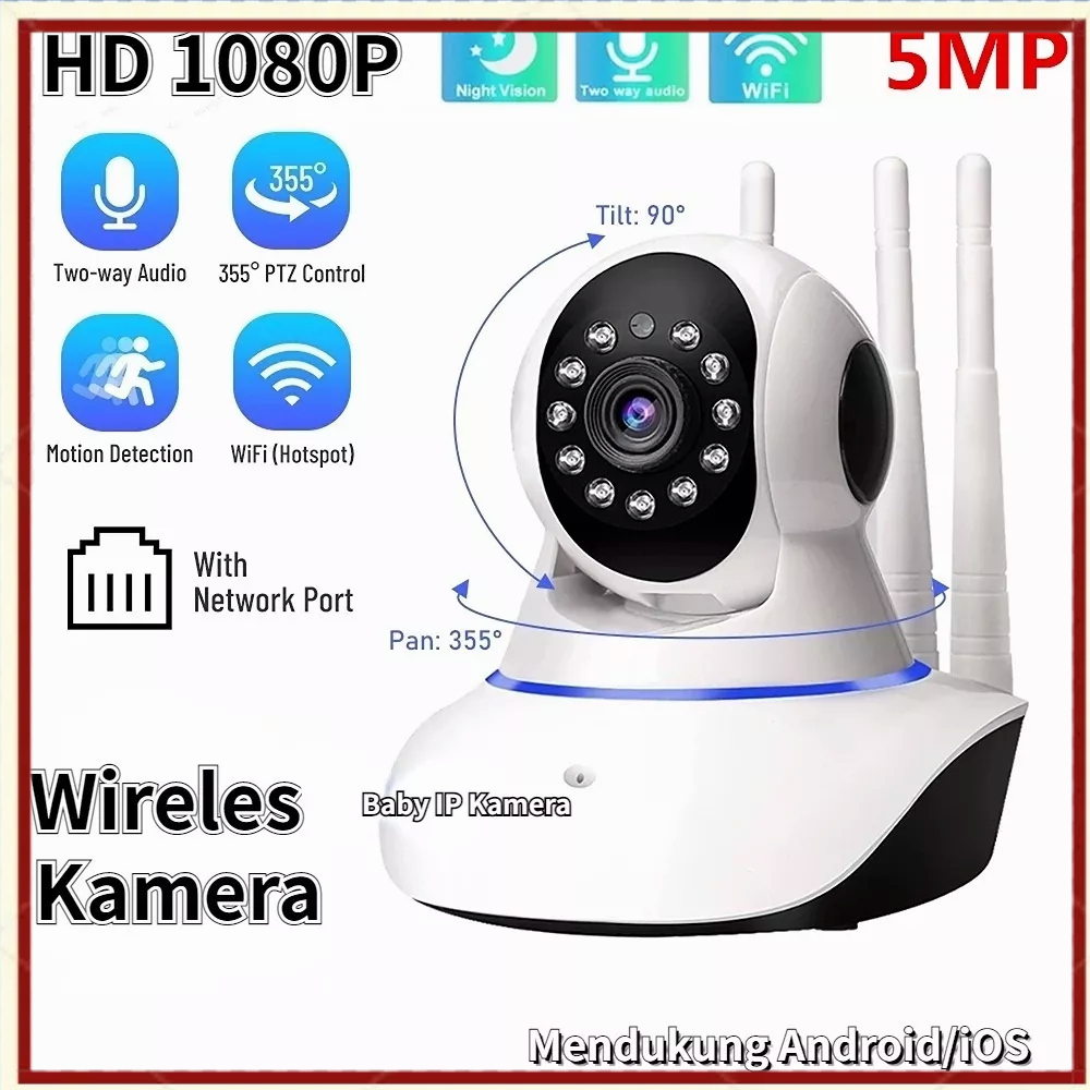 【COD】5 Antena Kamera CCTV Kamera CCTV 1080P HD Kamera Pengintai CCTV Wireles Baby IP Kamera