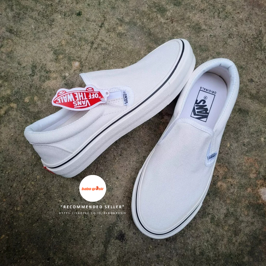 PROMO Sepatu Slip On Pria Wanita | Vans Slip On Classic Cream Premium Import Quality Include Box, Upper Kanvas, Waffle DT Anti Slip, Tag Made in China