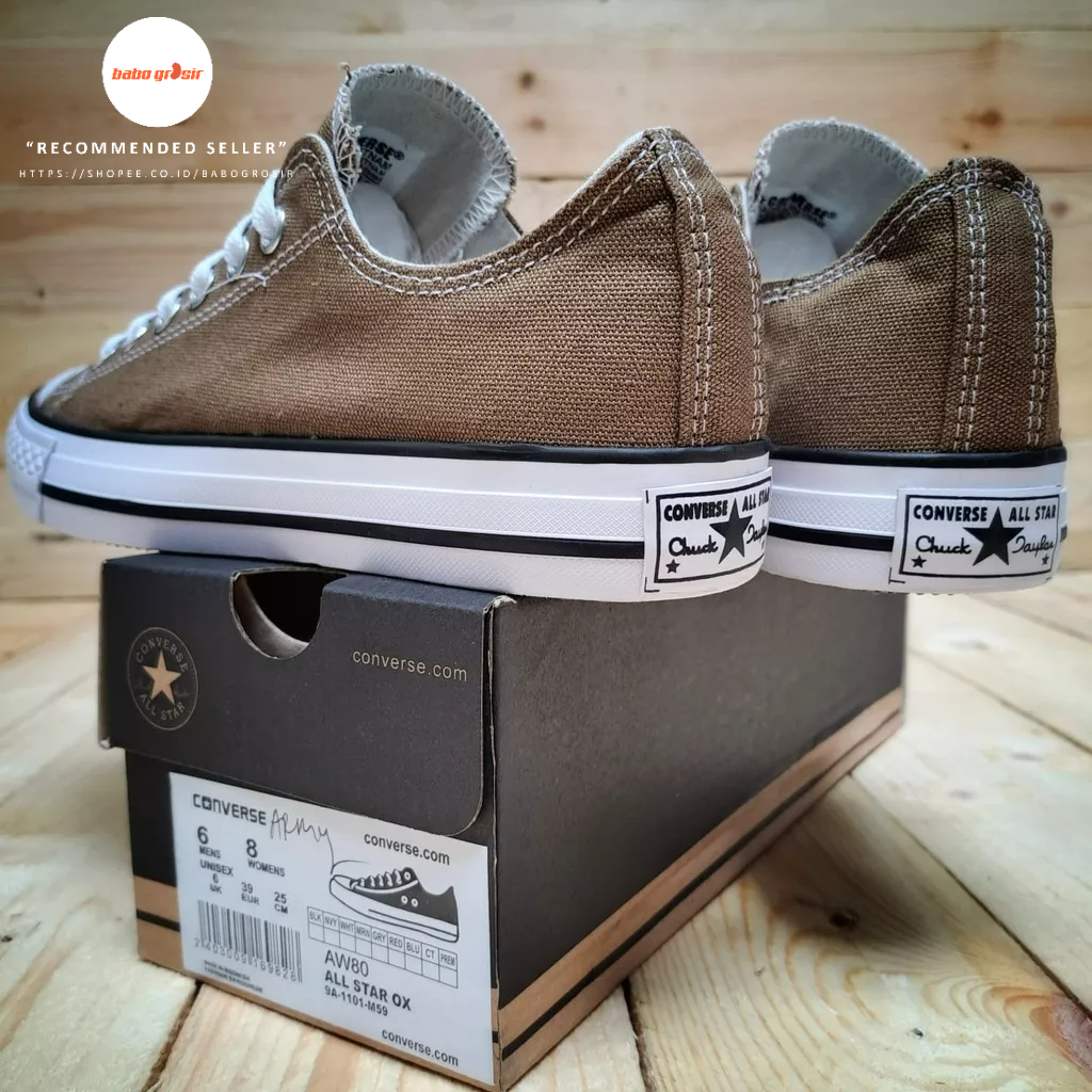 PROMO Sepatu Converse Chuck Taylor OX Classic Brown, Upper Kanvas, Tapak Rubber, Premium Import Quality Tag Made in Vietnam