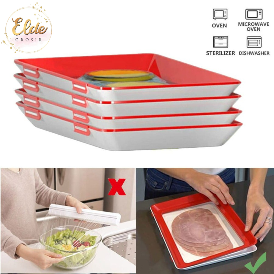 ELDE - Wadah Tempat Penutup Makanan Silikon Vacum Tray Food Fresh