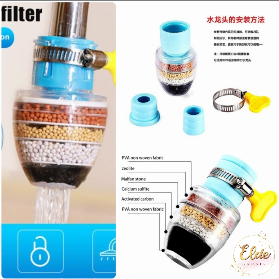 ELDE - Filter Sambungan Kran Air Filter 4 Batu Kran Air Saringan Air Kran