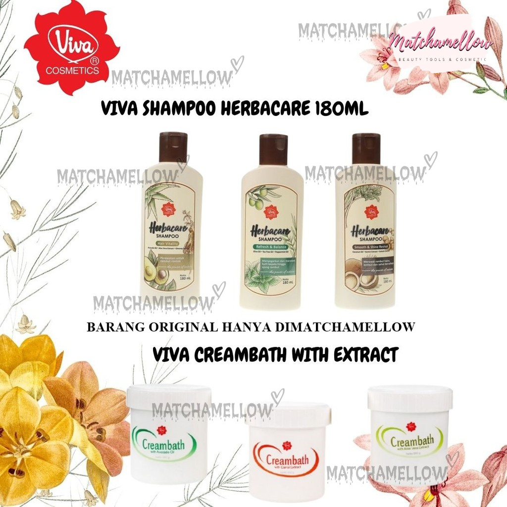 ❄️MATCHA❄️ VIVA SHAMPOO CONDITIONER HERBACARE / CREAMBATH PERAWATAN RAMBUT BERMINYAK KETOMBE RONTOK