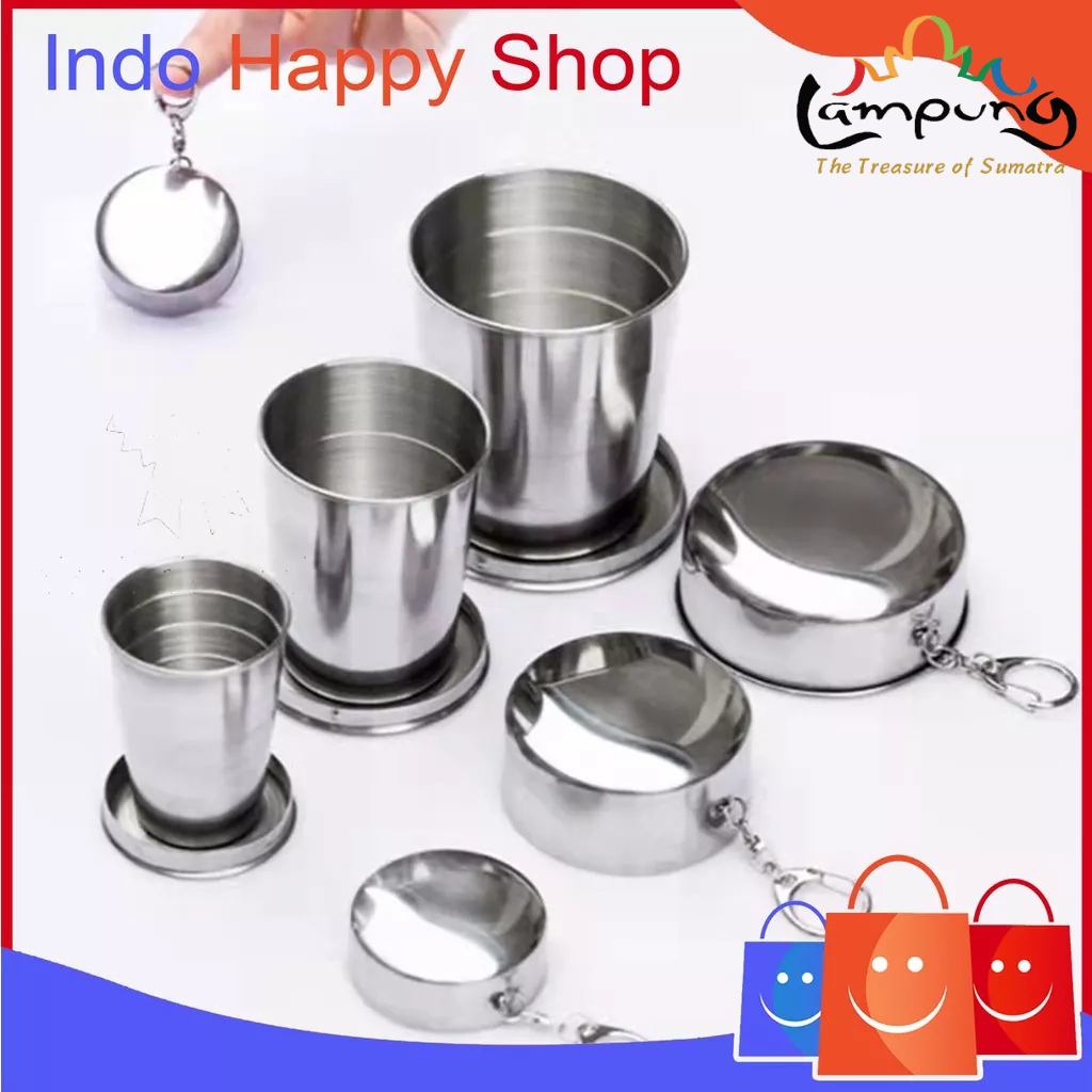 ⭐️𝐈𝐇𝐒 𝟖𝟎𝟖 𝐋𝐚𝐦𝐩𝐮𝐧𝐠⭐️Gelas Lipat Stainless Portable Camping Folded Cup Stainless Steel