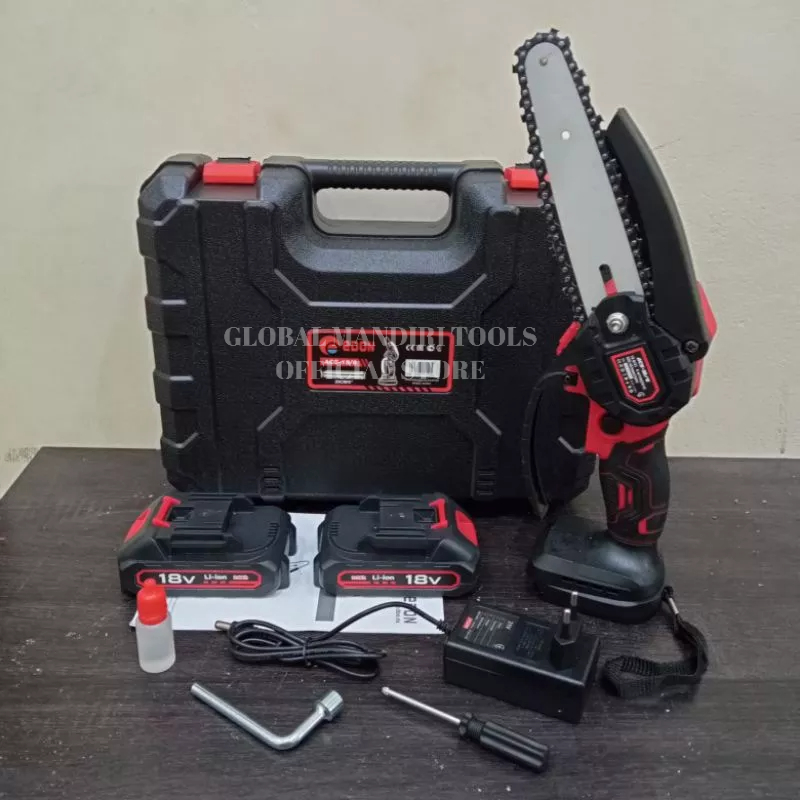Mesin Chainsaw Baterai 18V EDON Mini Chainsaw Cordless 4" 6" Gergaji Potong Kayu 4 / 6 inch Baterai 