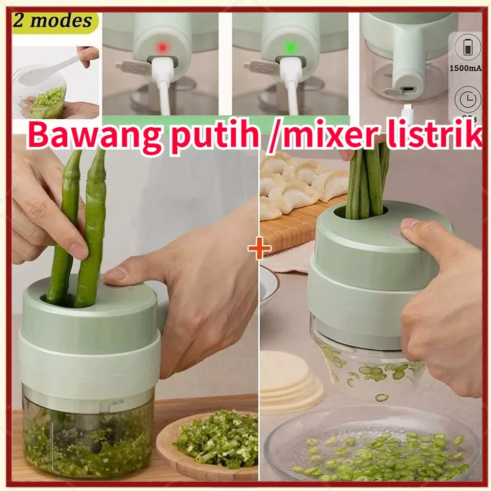 【COD】4In1 Multifunctional Electric Vegetable Cutter Slicer Garlic Mud Masher Garlic Chopper Cutting Pressing Mixer Food Slice