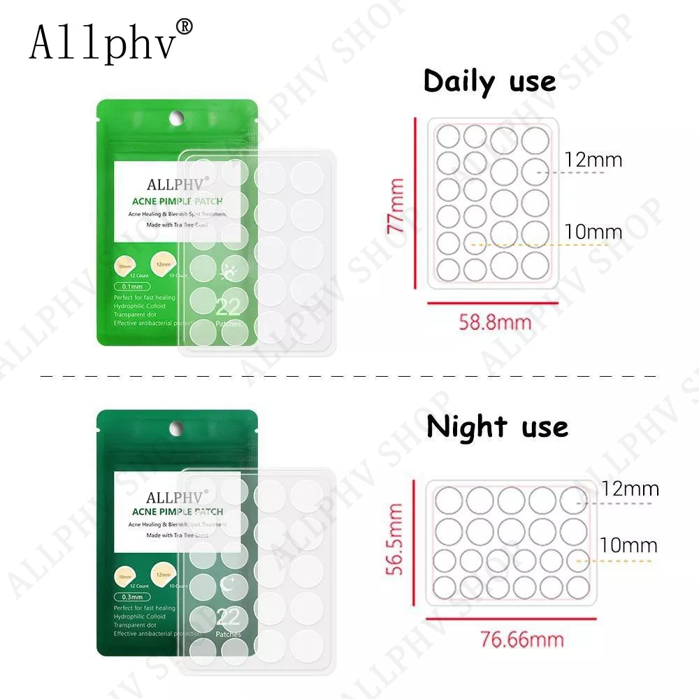 ALLPHV Acne Treatment Patches / Acne Pimple Patch Sticker 22pcs Detachable Penghilang Jerawat Stickers Day &amp; Night