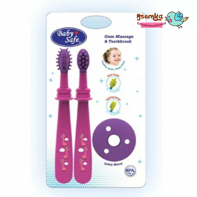 Baby Safe Sikat Gigi Silikon Bayi Gum Massage &amp; Tooth brush