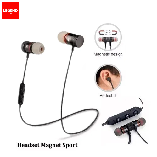 Earphone Wireless Bluetooth Magnetik In-Ear Stereo Sport 4.2 Magnetik