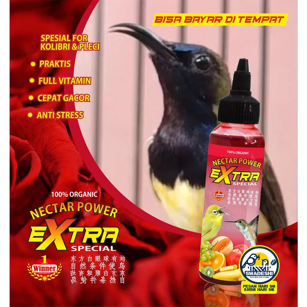 NEKTAR KOLIBRI SOGON PLECI HARIAN DAN LOMBA EXTRA POWER 100ML - SWADESHI -