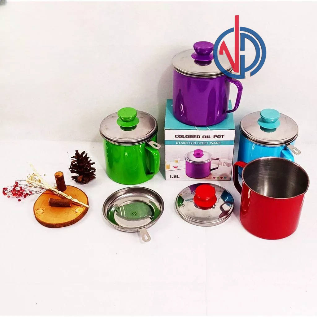 OIL POT WARNA OILPOT WARNA STAINLESS 1.2L PENYARING SARINGAN MINYAK WADAH TEMPAT MINYAK OIL FILTER V
