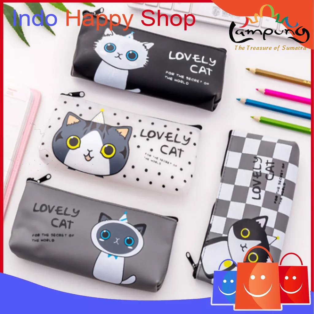 

⭐️ ⭐️Tas Pensil Tempat Alat Tulis Tempat Kosmetik Organizer Bag Lovely Cat Bahan Canvas