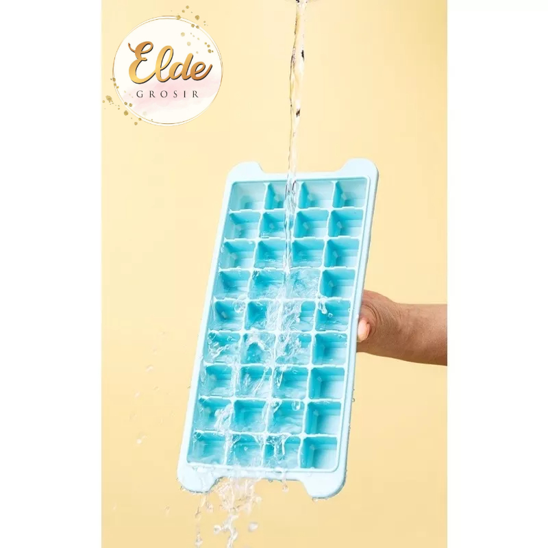 ELDE - Cetakan Es Batu + Tutup 24 &amp; 36 &amp; 160 Kotak Cube Silikon Elastis Coklat Puding Jelly