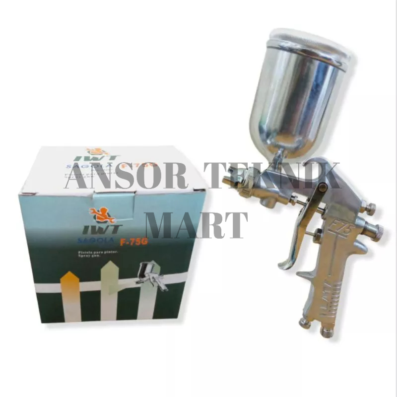 Spray Gun F75 SAGOLA IWT Spet Cat Angin Kompresor F75 SAGOLA IWT Alat Semprot Cat + Tabung Atas
