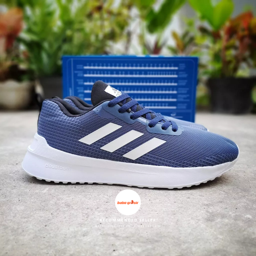 PROMO Sepatu Running Adidas Navy Silver Premium Quality Include Box, Harga Termurah, Kualitas Mewah, Terjamin