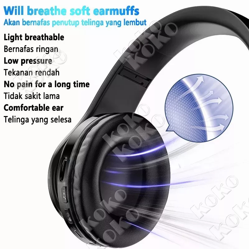 COD B39 Headphone Bluetooth Headset Musik Gaming dengan Lampu LED dan Mic Suara HIFI Bass Mantap