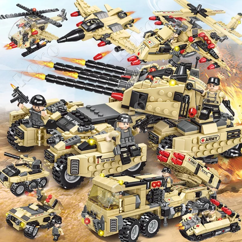 【Penjual Lokal】1000pcs Kompatibel Dengan 8in1 SWAT Robot Helikopter Partikel Kecil Blok Bangunan Model Mainan Rakitan Anak