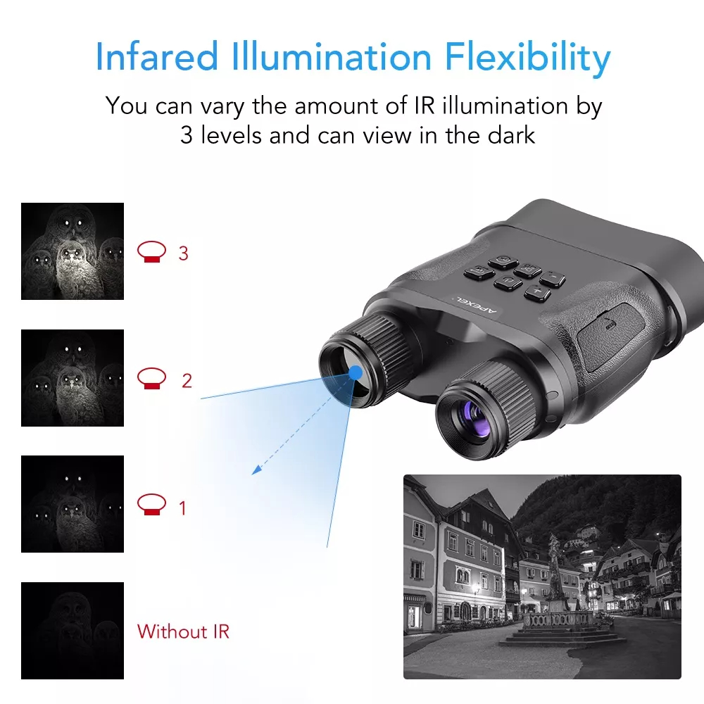 APEXEL Night Vision Goggles Binocular plus Video Recorder bisa gelap total peralatan survival luar ruangan dengan teropong jauh pada gelap total Digital Night Vision Binoculars With Photos Video Recording HD Infrared Day And Night Vision Hunting Binocular