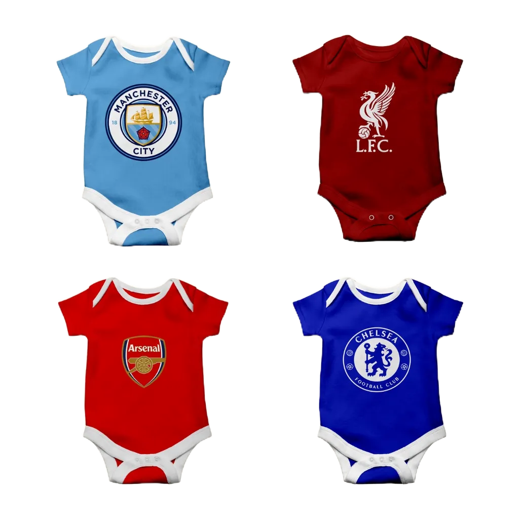 Baju bayi laki laki dan perempuan 0 6 12 bulan jumper newborn motif jersey bola liga inggris