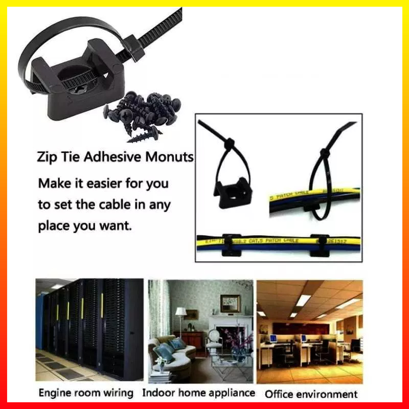 Perekat Pemegang Organizer Dudukan Pengikat Kabel Ties Tie Mount Cord Organizer 100PCS YUEQING HC-1S - 7RUA4YWH