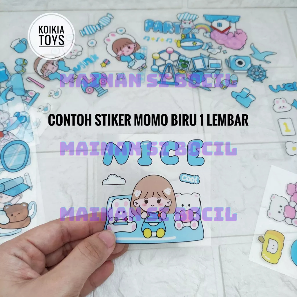 Stiker aesthetic isi 10 lembar stiker MOMO lucu waterproof