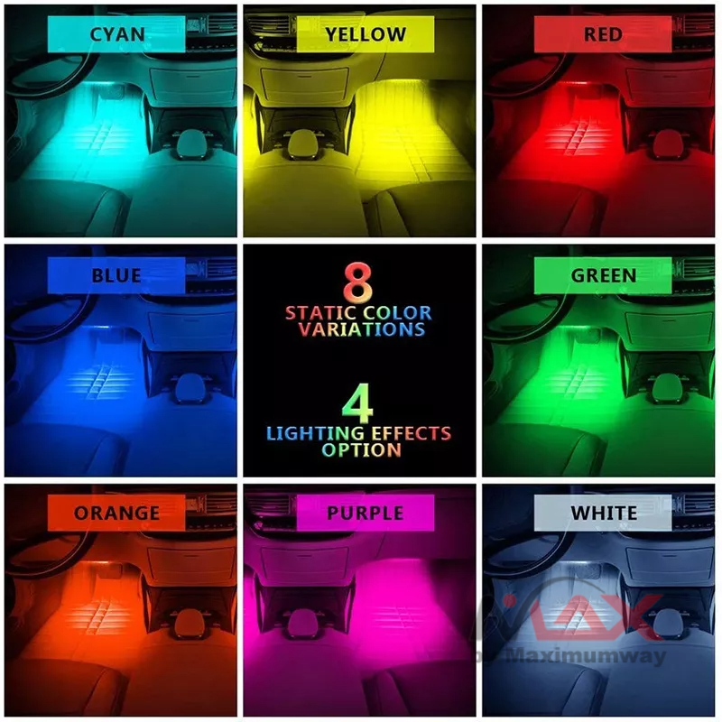 JIAMEN Lampu Interior Mobil Plus Remote Bisa Mode Disco ikut Beat Musik 72 LED Strip Flexible Car Light Cigarette Plug 8 Color warna Infitary Car LED Ambient Light With USB Neon Mood Music Control RGB Auto Interior Decorative Atmosphere Lighting