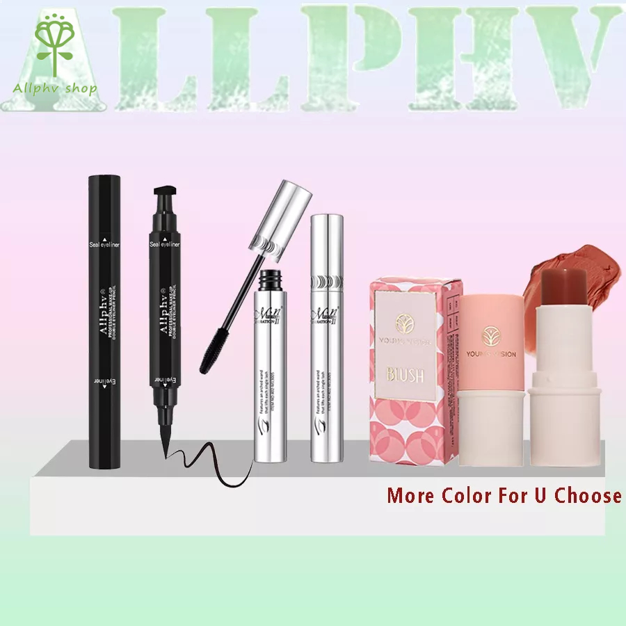 【 Baru】ALLPHV Pensil Alis 2 in 1 Matte Cream Blus &amp; Eyeliner Makeup Mascara Eyelashes Long Lasting Waterproof Beauty Sets