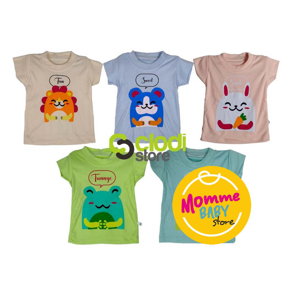 Baju Bayi 1 pcs Oblong Baju Tangan Pendek SML  Keyko Velvet Libby Junior Animal/Triangle Tangan Pintar Premium