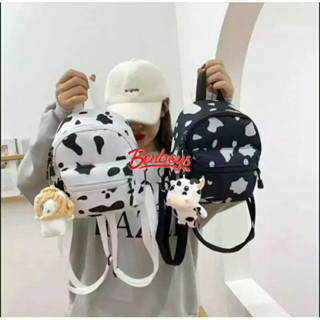 Image of Tas Ransel Mini Motif Sapi Tas Ransel Modis Tas Remaja